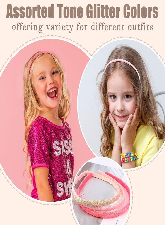 CUBACO Glitter Headbands for Women Girls, Rainbow Bling Pink Headband Cute Hair Accessories for Girls Puffy Sparkle Hair Bands with Teeth - Image 4